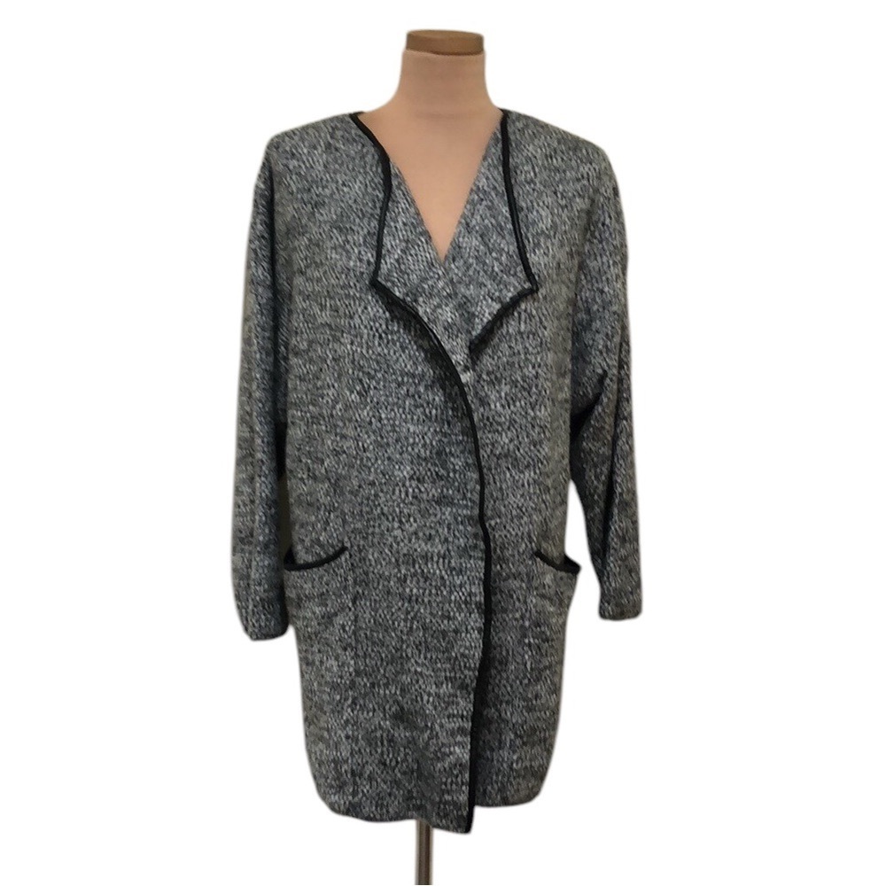 ASTR Sweater Jacket Size Medium Gray Space Dye Knit Faux Leather Trim